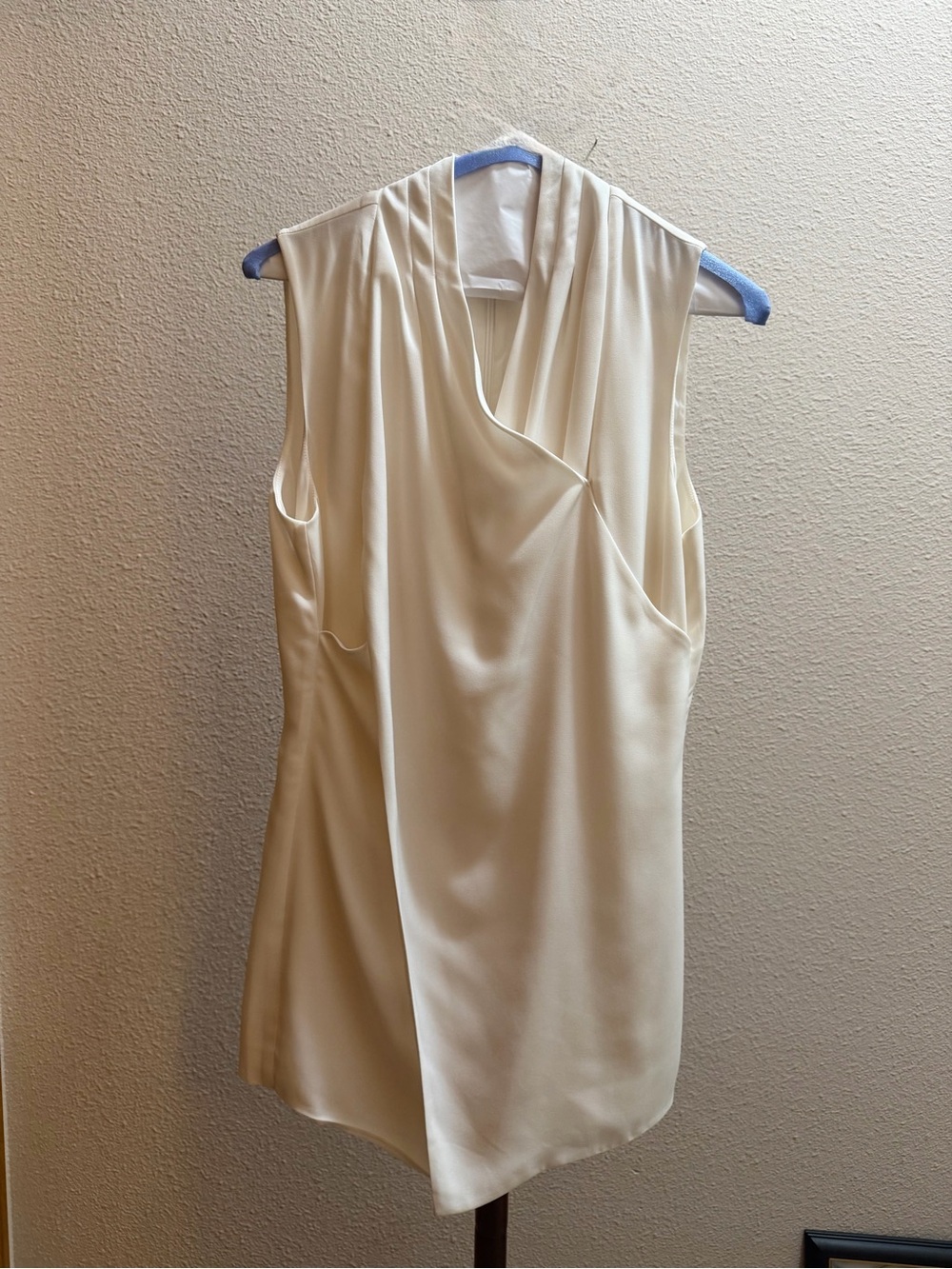 CAbi Cream Sleeveless Draped Blouse